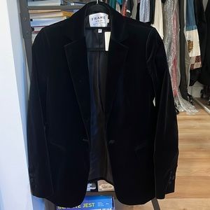 FRAME Small Black Velvet Blazer